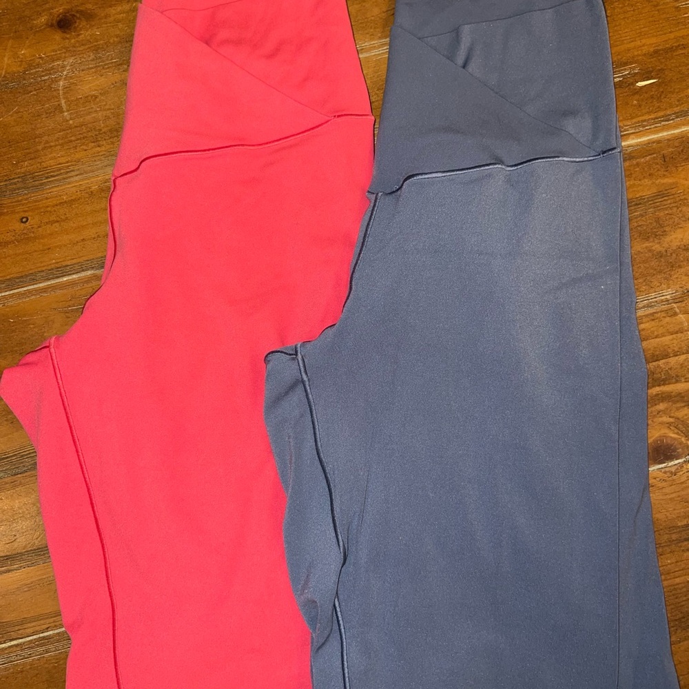 AERIE Pink and Light Blue Crossover Leggings